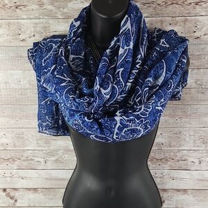 Navy Blue Paisley Wrap Scarf  Sz 78 x 44